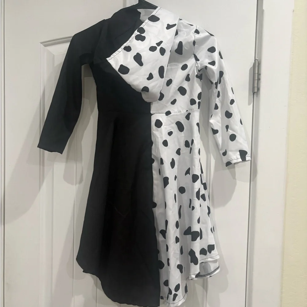 Cruella Deville Black and White Dalmatian Kids Costume